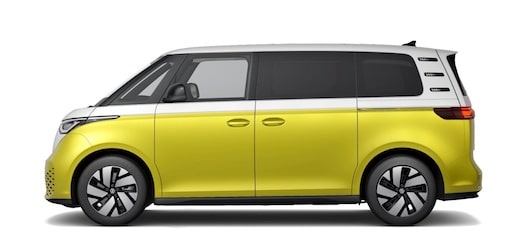 VW ID Buzz, gelber Lack, von Seite links betrachtet